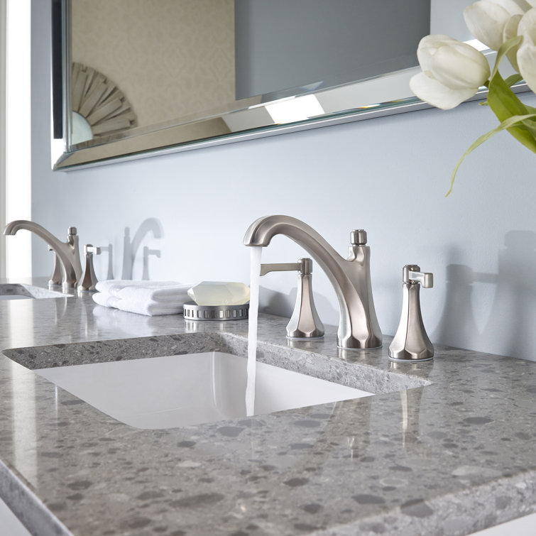 Brushed Nickel 8" Widespread Bathroom Faucet with Drain Assembly