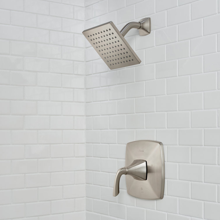 Brushed Nickel Rain Shower Faucet with Ceramic Handle