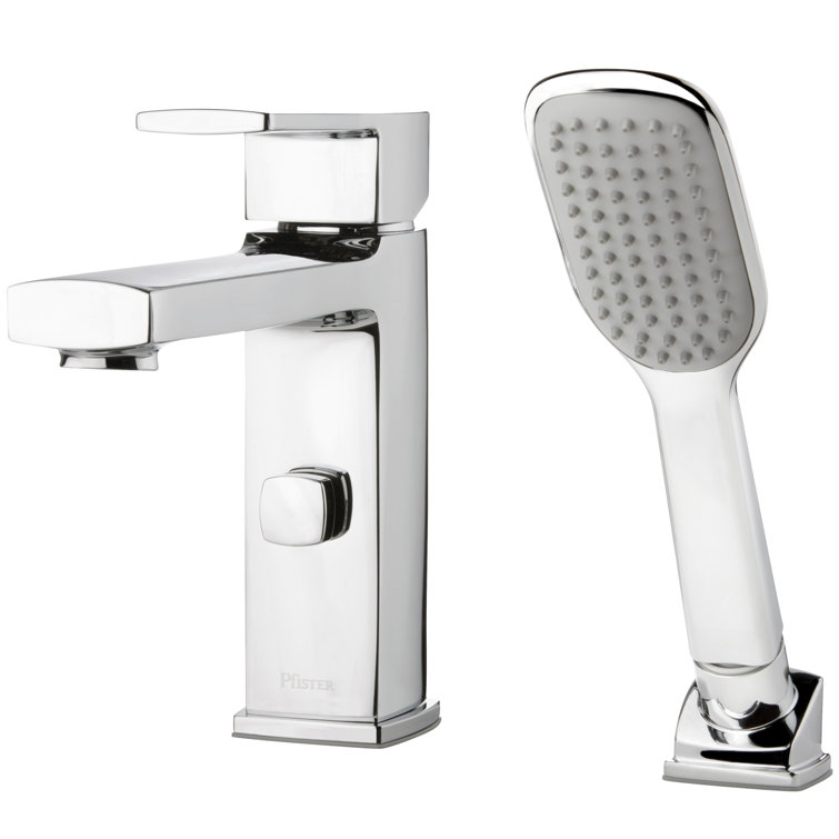 Polished Chrome Single Handle Deck Mounted Tub Faucet with Handshower