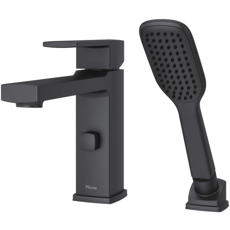Matte Black Single Handle Roman Tub Faucet with Hand Shower