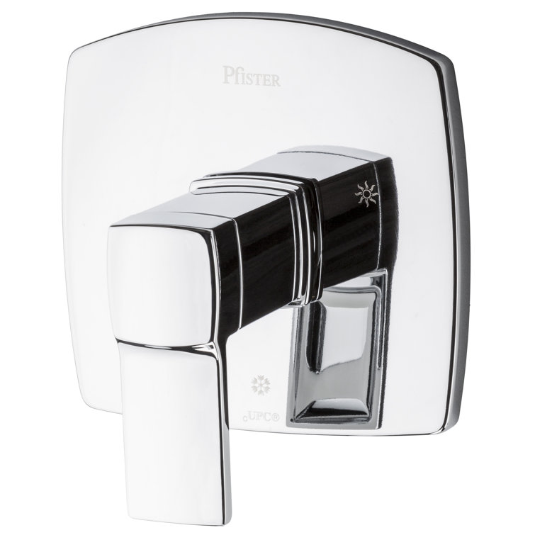 Polished Chrome Wall-Mounted Shower Valve Trim with Lever Handle
