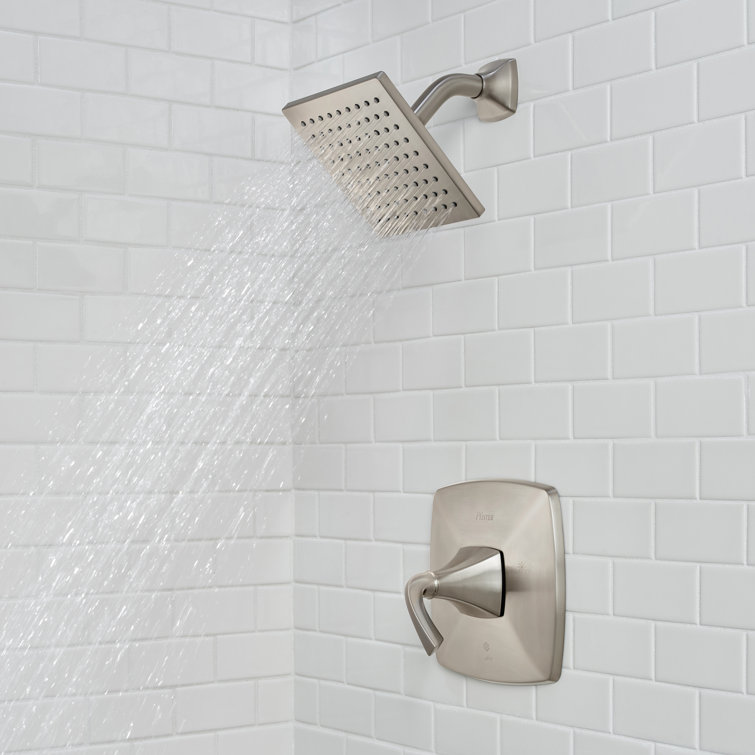 Brushed Nickel Rain Shower Faucet with Ceramic Handle