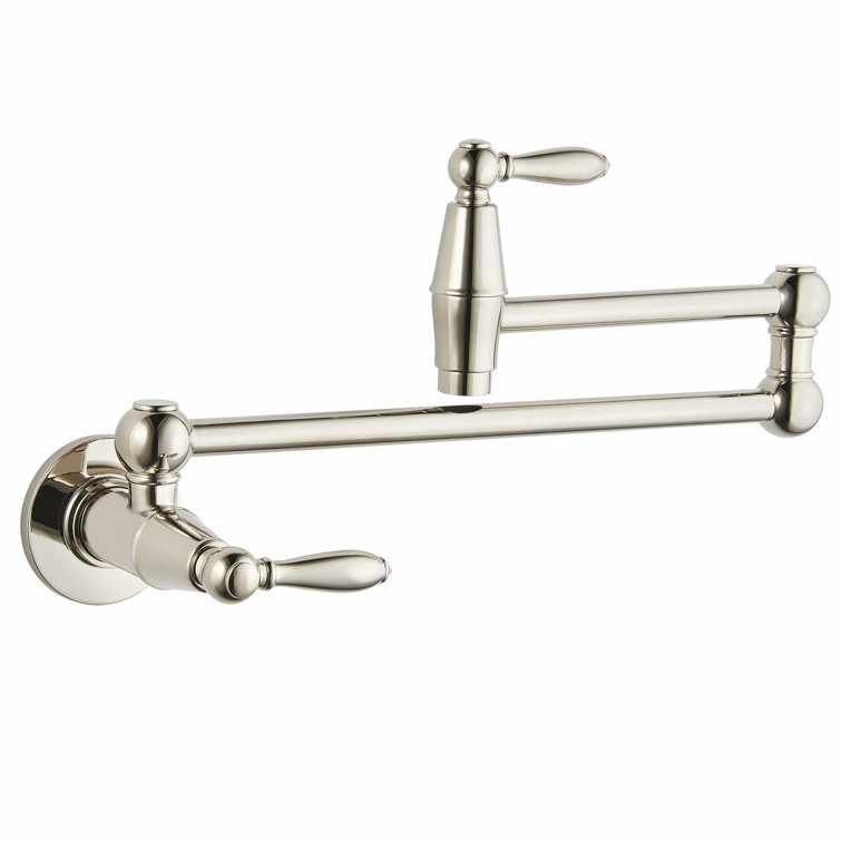 Port Haven Polished Nickel Wall-Mounted Pot Filler Faucet