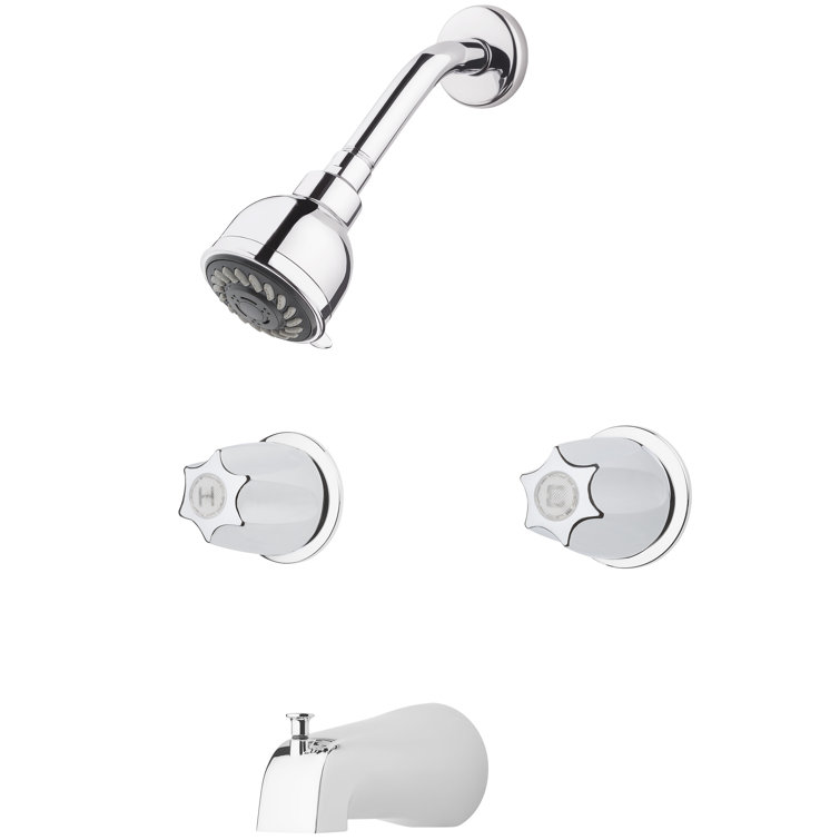 Polished Chrome Double Handle Rain Shower Faucet Set