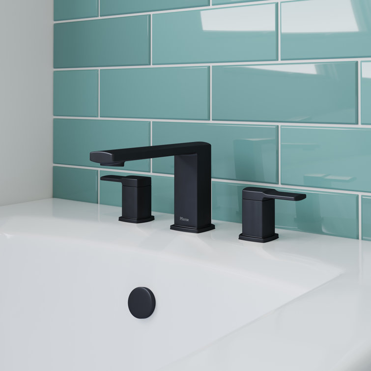 Matte Black Modern Double Handle Roman Tub Faucet