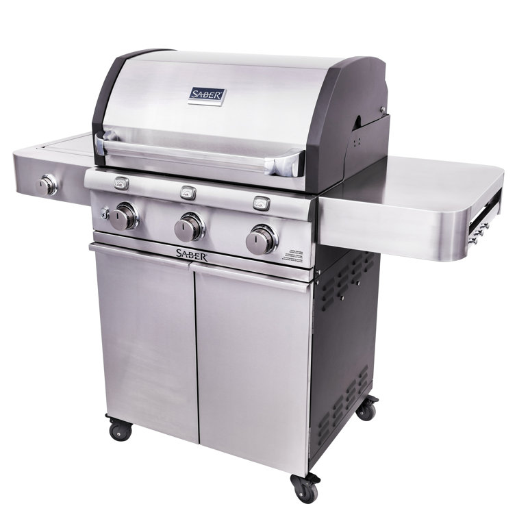 Saber Stainless Steel 3-Burner Propane Gas Grill with Side Burner