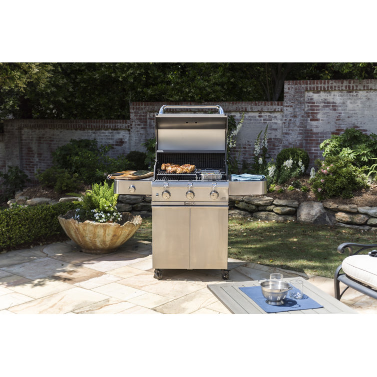 Saber Stainless Steel 3-Burner Propane Gas Grill with Side Burner