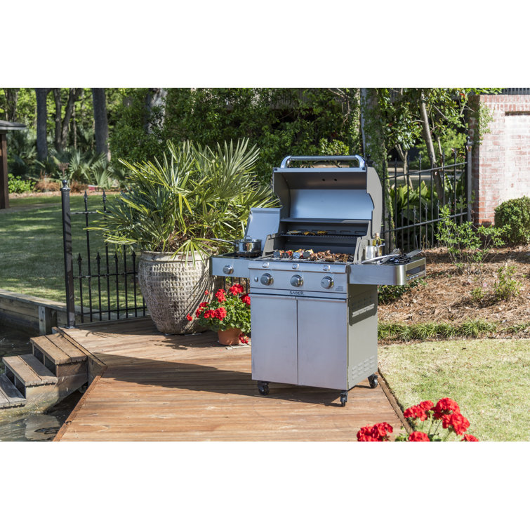 Saber Stainless Steel 3-Burner Propane Gas Grill with Side Burner