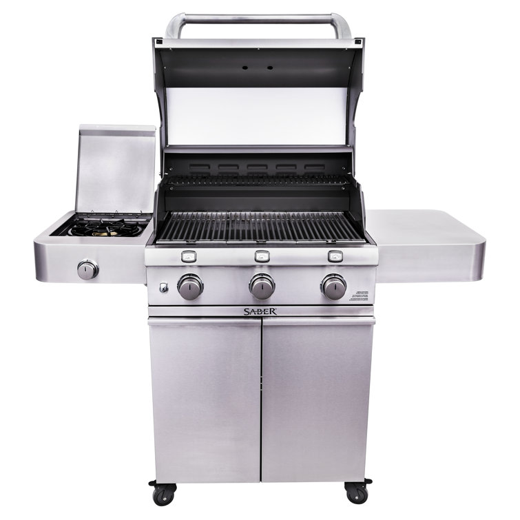 Saber Stainless Steel 3-Burner Propane Gas Grill with Side Burner