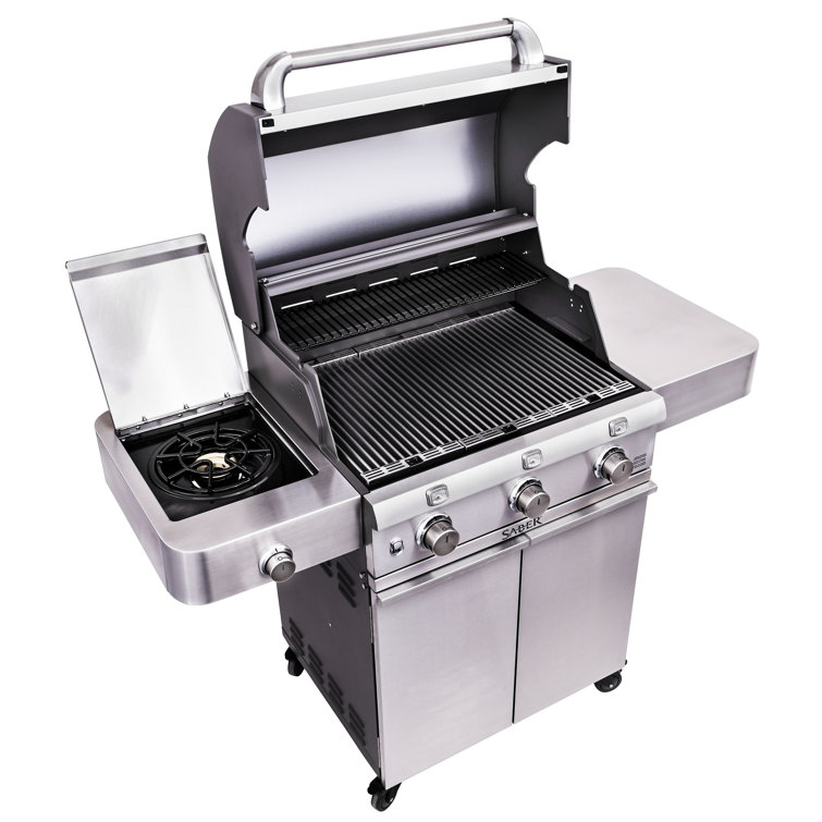 Saber Stainless Steel 3-Burner Propane Gas Grill with Side Burner