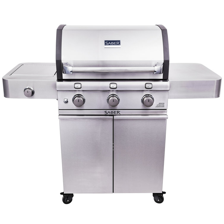 Saber Stainless Steel 3-Burner Propane Gas Grill with Side Burner