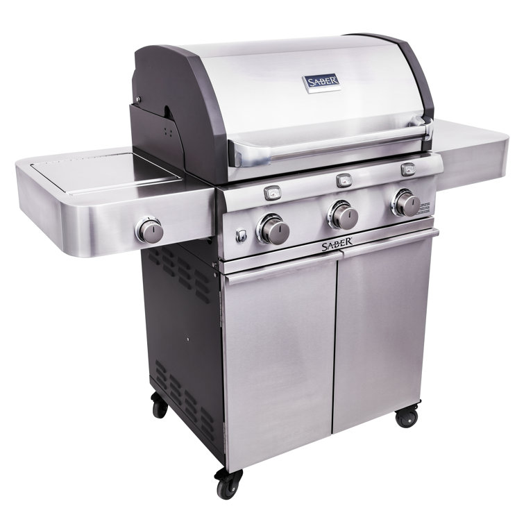 Saber Stainless Steel 3-Burner Propane Gas Grill with Side Burner