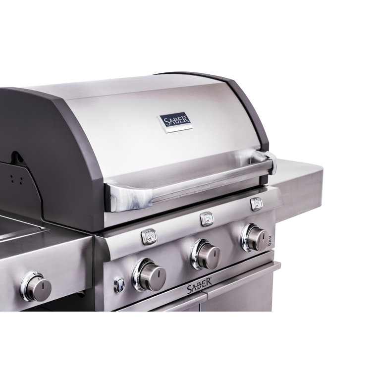 Saber Stainless Steel 3-Burner Propane Gas Grill with Side Burner