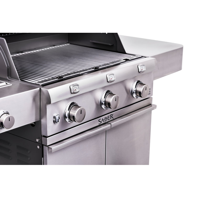 Saber Stainless Steel 3-Burner Propane Gas Grill with Side Burner