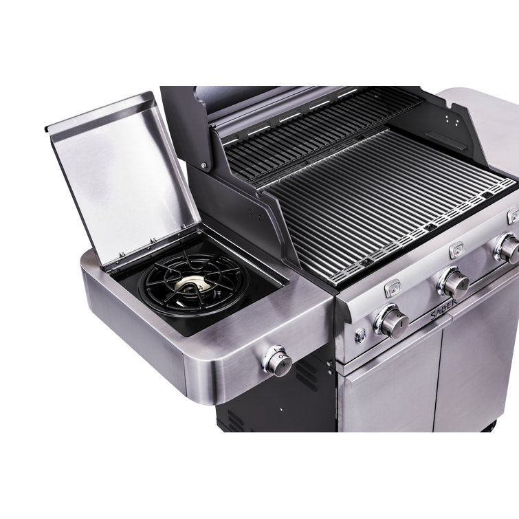 Saber Stainless Steel 3-Burner Propane Gas Grill with Side Burner