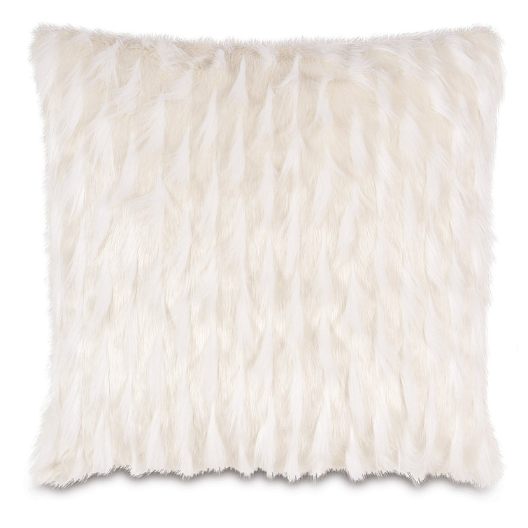 Luxurious White Faux Fur Square Pillow Cover & Insert
