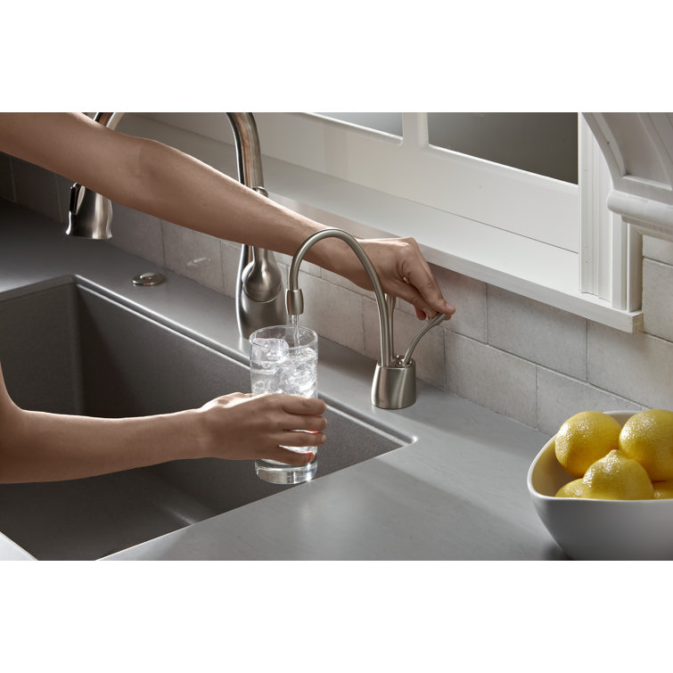 Satin Nickel Dual Handle Hot and Cold Water Dispenser
