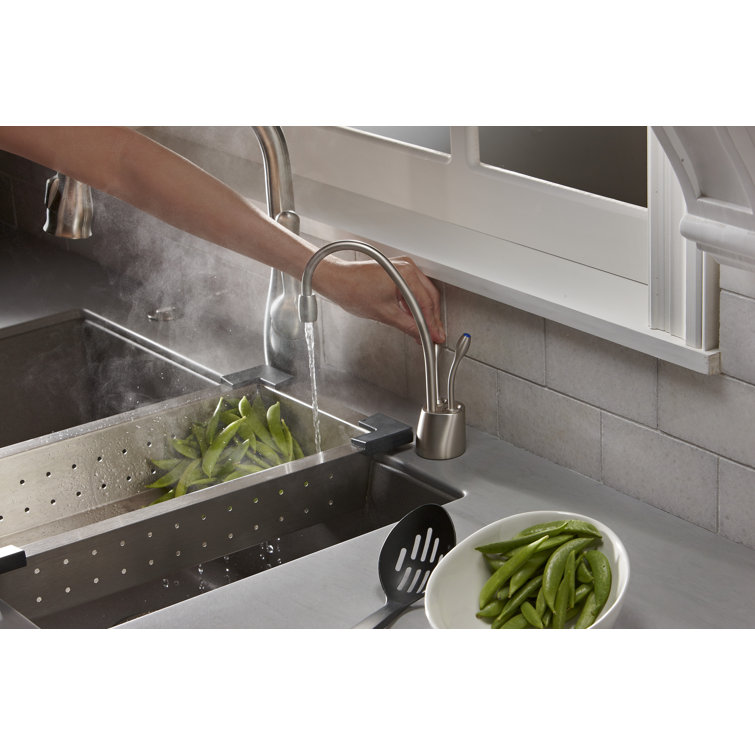Satin Nickel Dual Handle Hot and Cold Water Dispenser