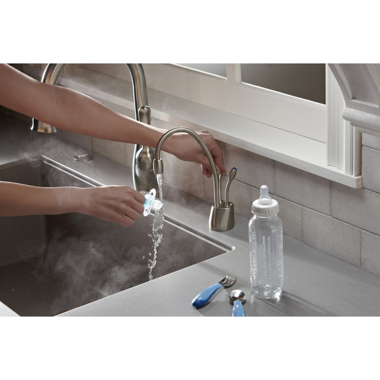 Satin Nickel Dual Handle Hot and Cold Water Dispenser