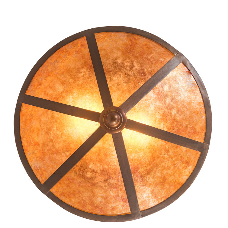 Amber Mica 16'' Geometric Flush Mount in Antique Copper