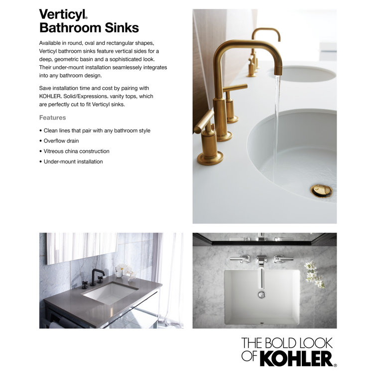 Verticyl Ice Grey Ceramic Rectangular Undermount Bathroom Sink