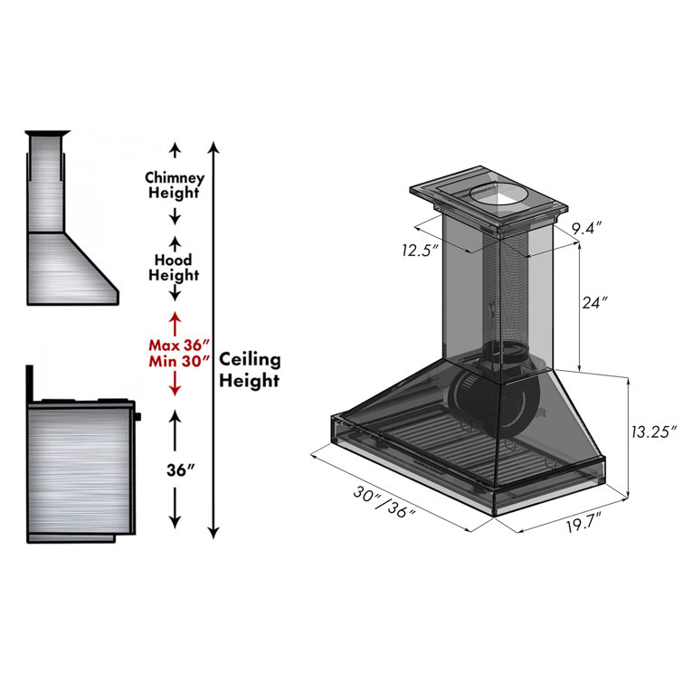 30" Cottage White Pine and Stainless Steel Wall Mount Range Hood