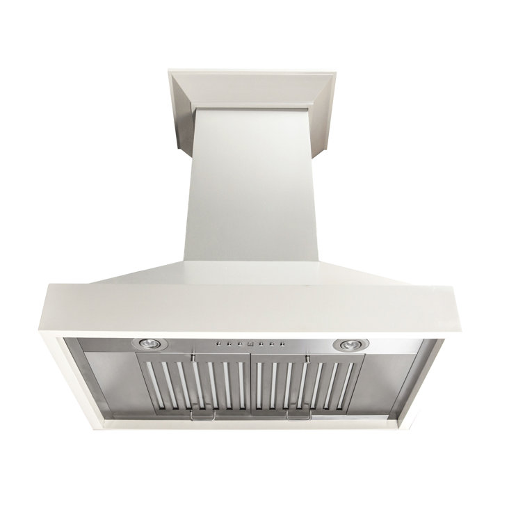 30" Cottage White Pine and Stainless Steel Wall Mount Range Hood