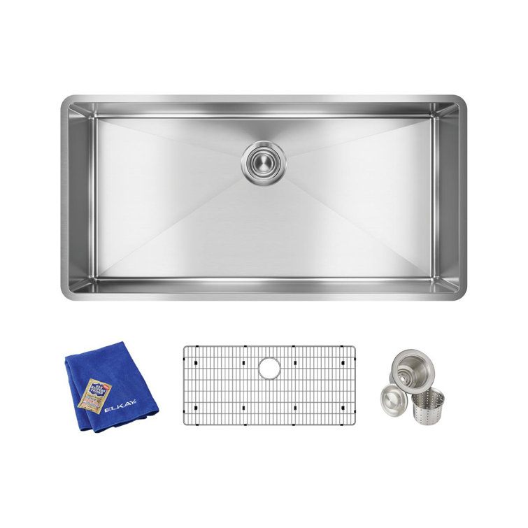 Crosstown 37" Stainless Steel Undermount Kitchen Sink Kit