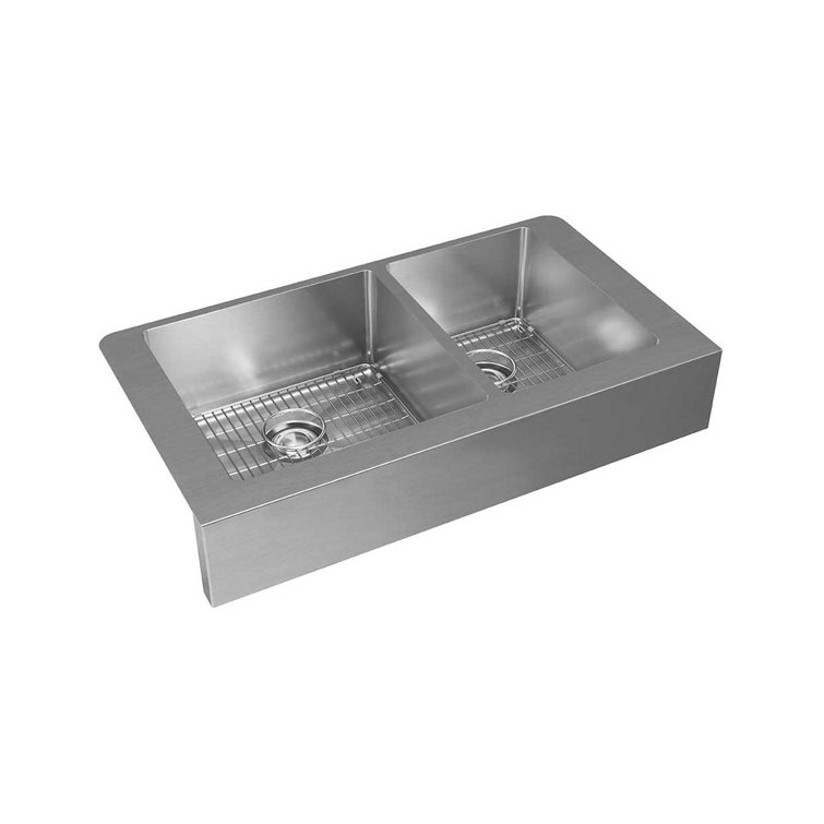 Stainless Steel Double Basin Farmhouse Kitchen Sink Kit