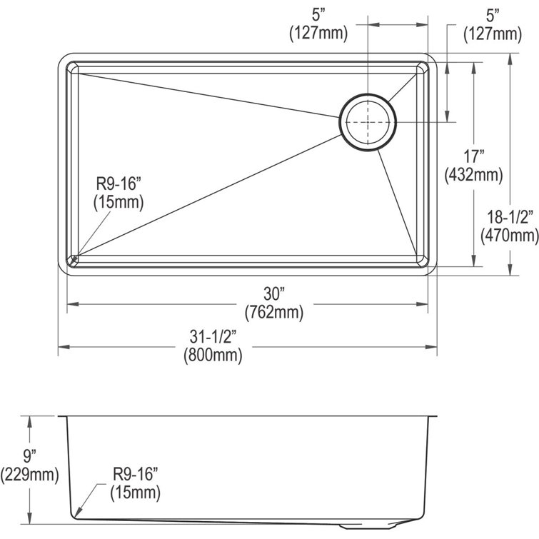 Elkay 31.5" Stainless Steel Drop-in Single Bowl Sink