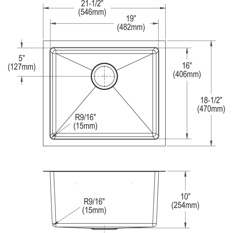 21.5" Silver Stainless Steel Single Bowl Undermount Sink