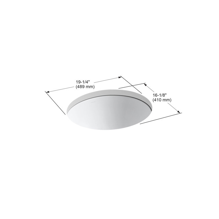 White Ceramic Oval Undermount Bathroom Sink