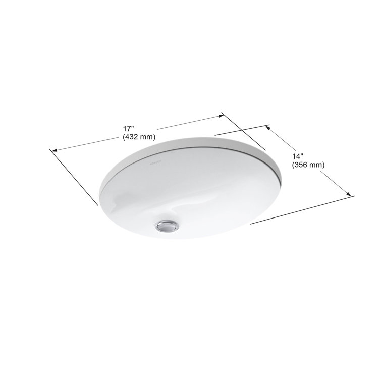 White Ceramic Oval Undermount Bathroom Sink