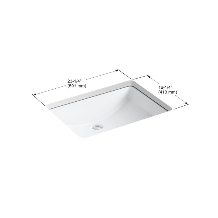 Ladena White Porcelain Rectangular Undermount Sink