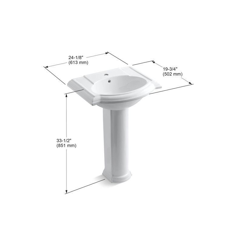 Devonshire White Ceramic 24" Pedestal Bathroom Sink