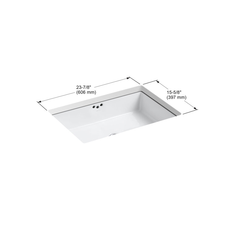 Kathryn Modern Retro White Porcelain Rectangular Undermount Sink