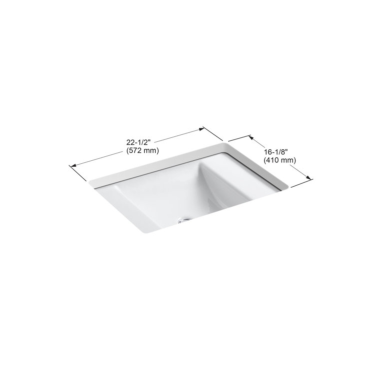 Ledges 22.5" White Cast Iron Rectangular Undermount Bathroom Sink