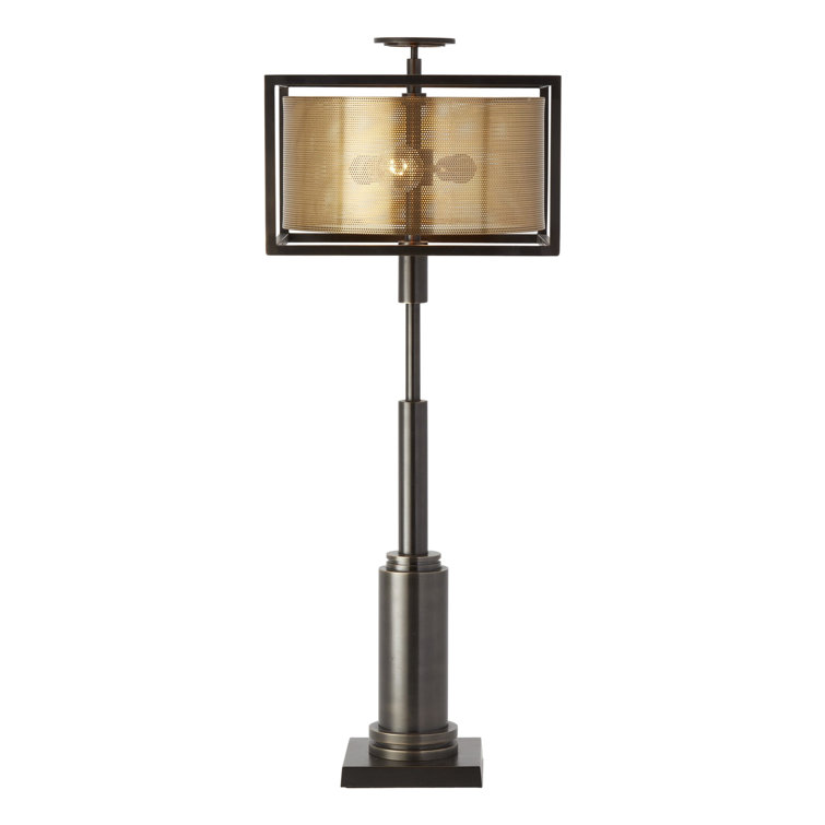Antique Brass and Bronze Double Shade Table Lamp