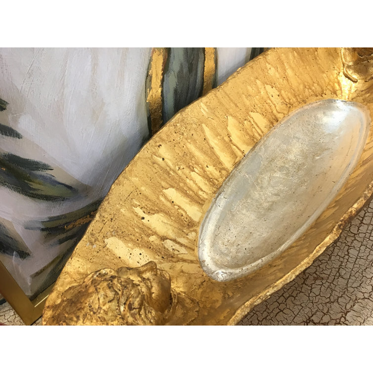 Antique Gold Leaf Resin Decorative Bowl with Stand