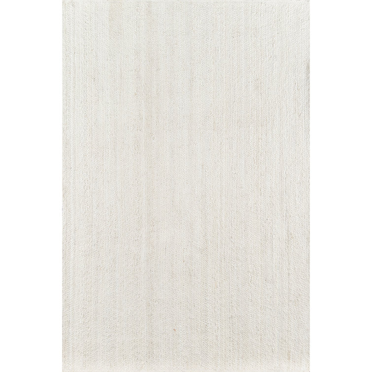 Natural Off-White Braided Wool Rectangular Area Rug 5' x 7'