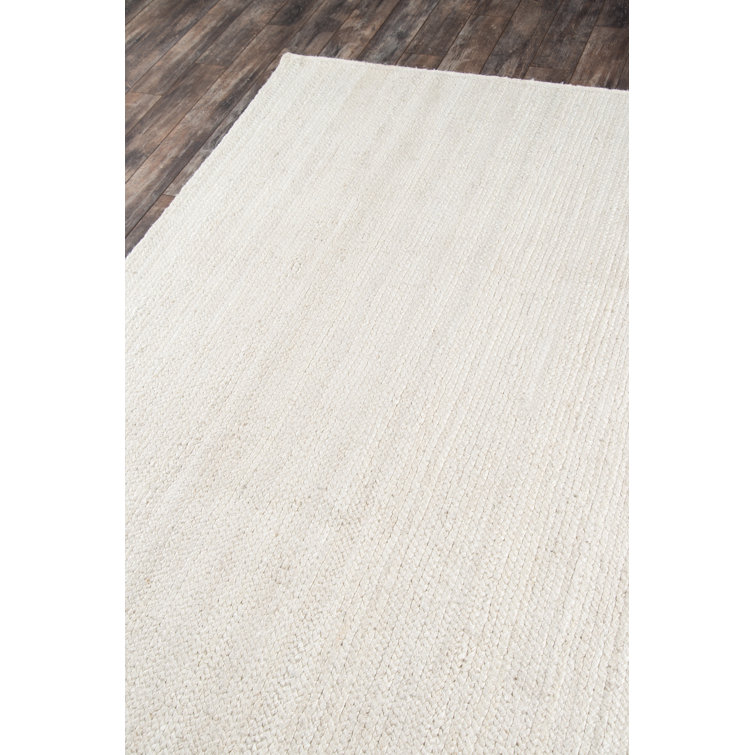 Small Beige Handmade Wool Rectangular Accent Rug
