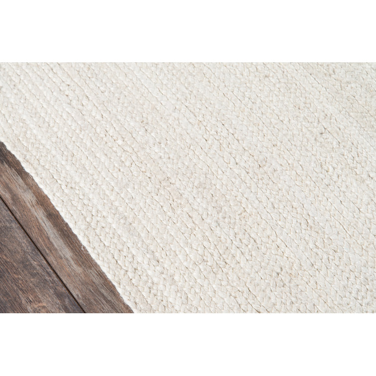 Small Beige Handmade Wool Rectangular Accent Rug