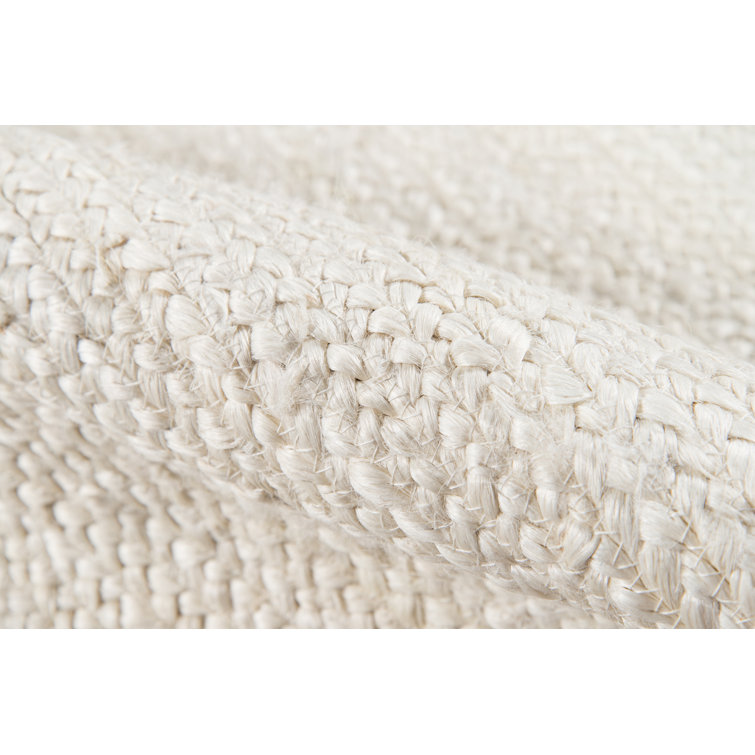 Small Beige Handmade Wool Rectangular Accent Rug