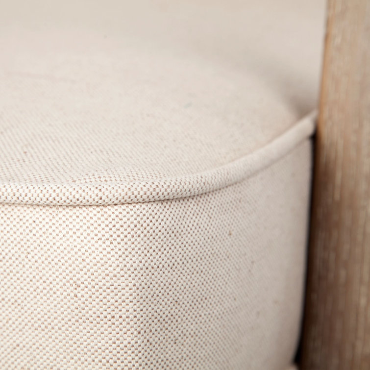 Coastal Comfort Off-White Leather & Ashwood Accent Chair