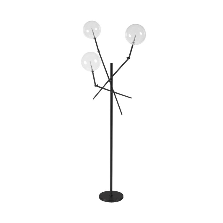 Connor Adjustable Tree Floor Lamp with Glass Globes, Black