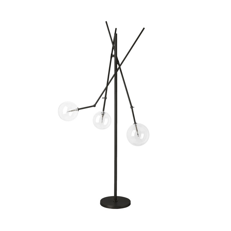 Connor Adjustable Tree Floor Lamp with Glass Globes, Black