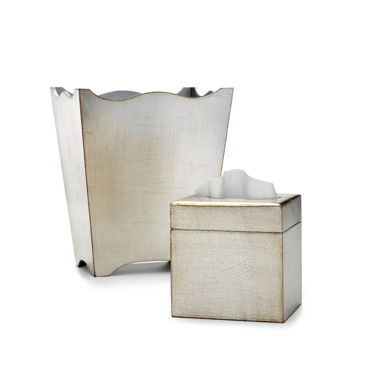 Antique Silver Handcrafted Wood Tissue Box Cover