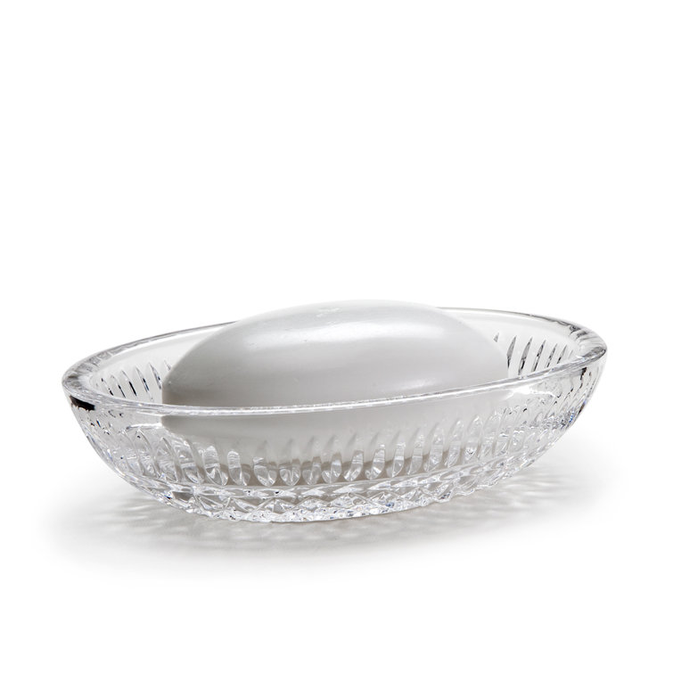 Marie Clear Lead Crystal Soap Dish with Polished Chrome Finish