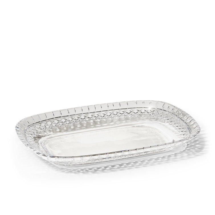 Elegant Clear Hand-Cut Crystal Oval Bathroom Tray