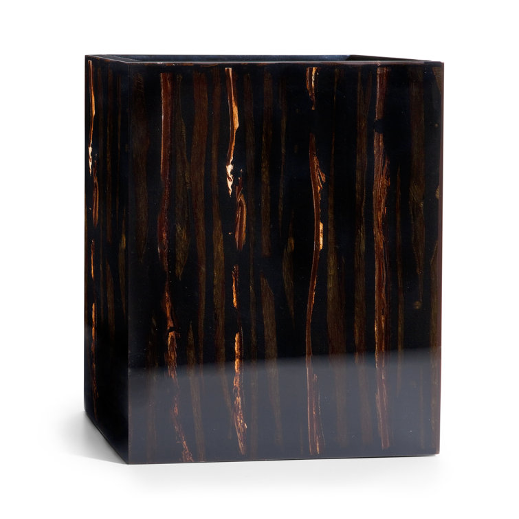 Espresso Brown Abstract Plastic Wastebasket